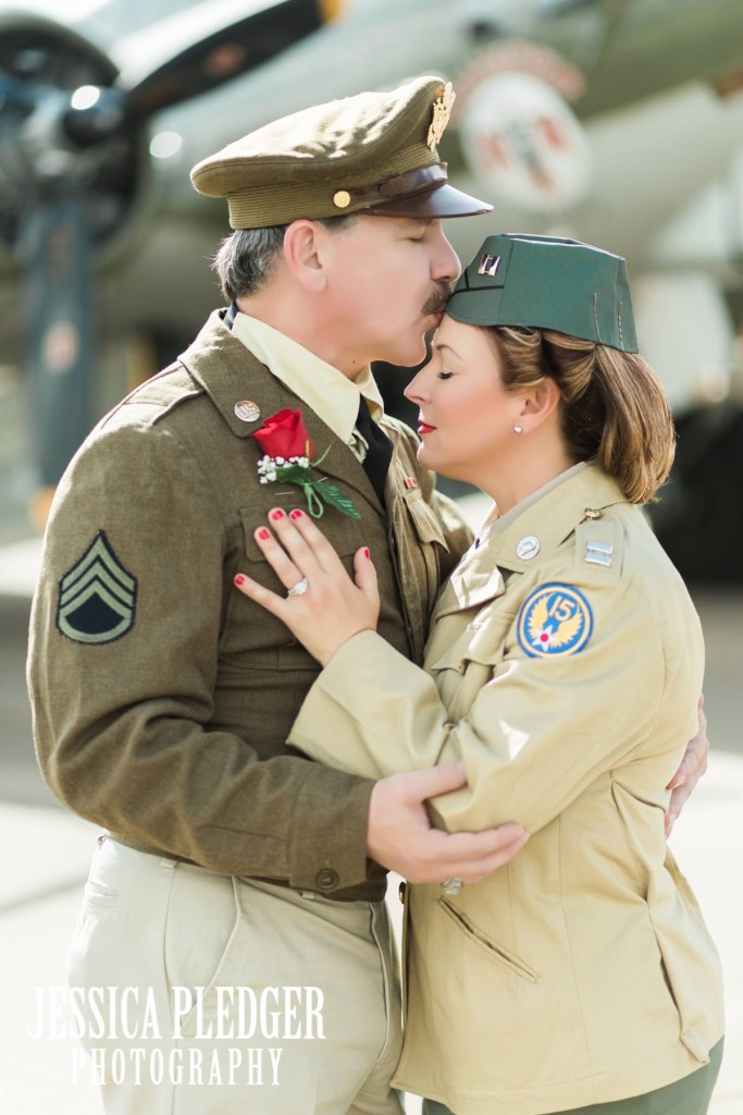 Military Veterans Vintage Airplane Museum Inspired Engagement Session | Houston Wedding Photographer | Jessica Pledger Photography