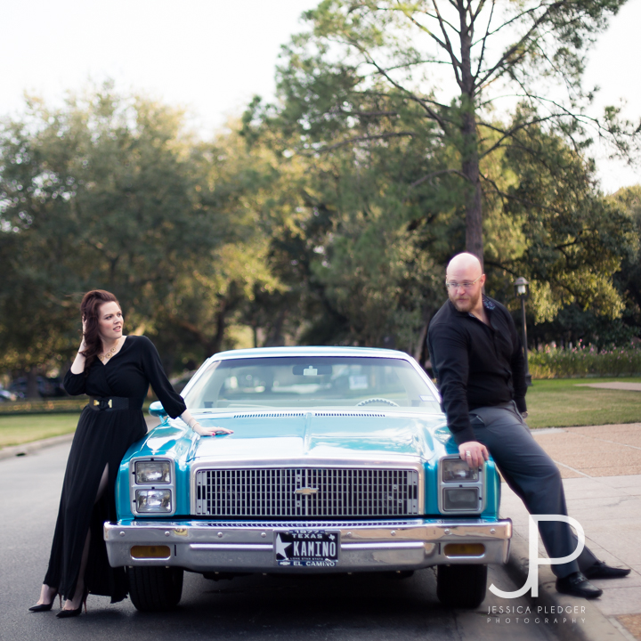 Chevy El Camino at Rice University Engagement Session | Jessica Pledger Photography 