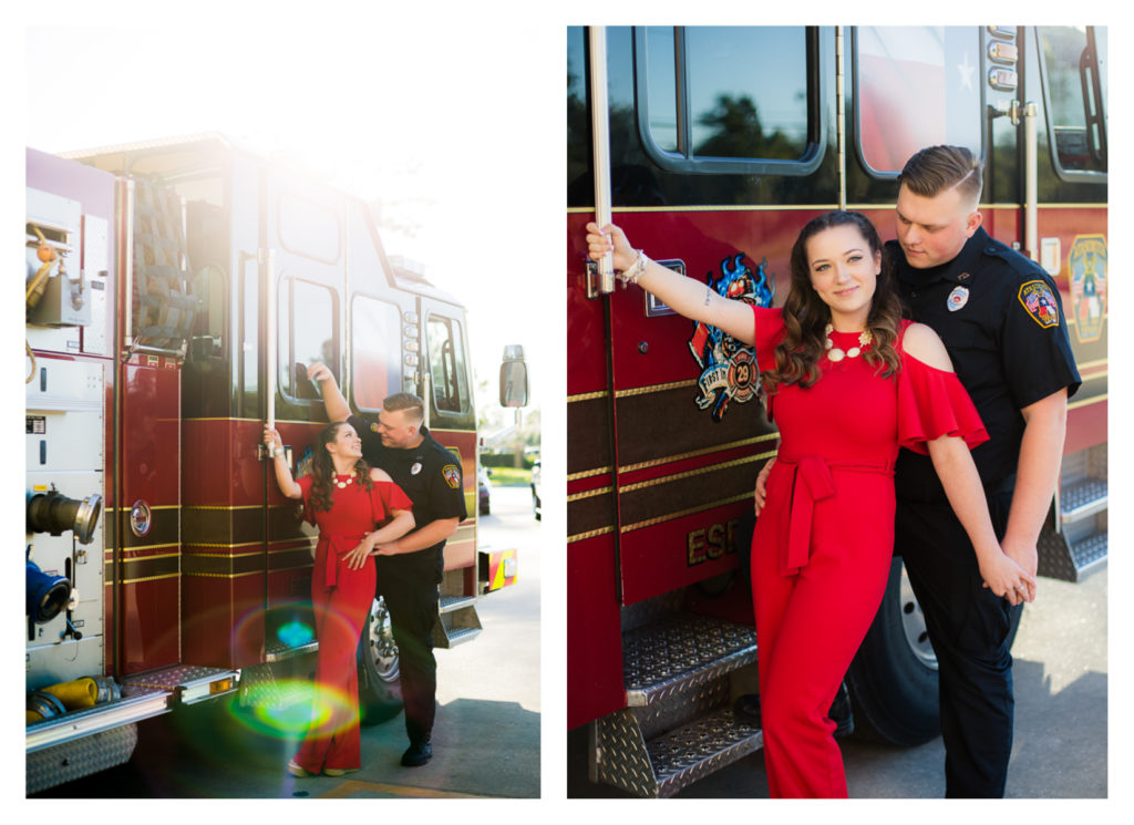 Houston Firefighter Themed Engagement Photos