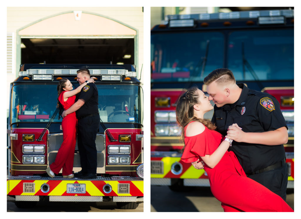 Houston Firefighter Themed Engagement Photos