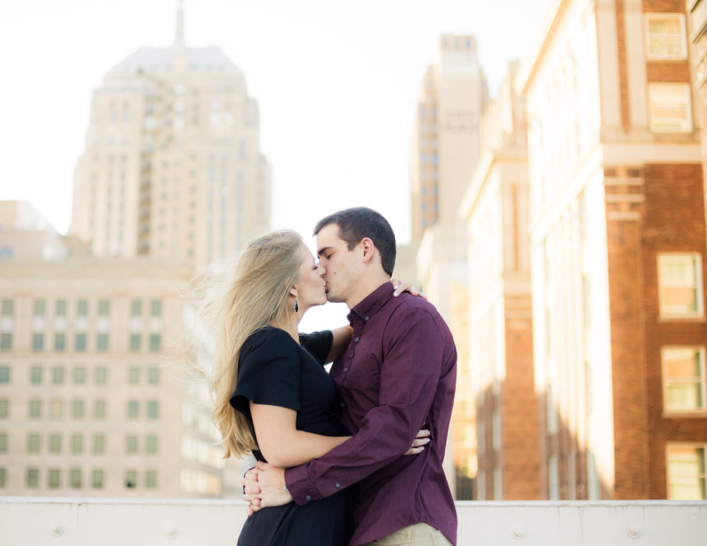 Oklahoma City Fall Engagement Session on the rooftop