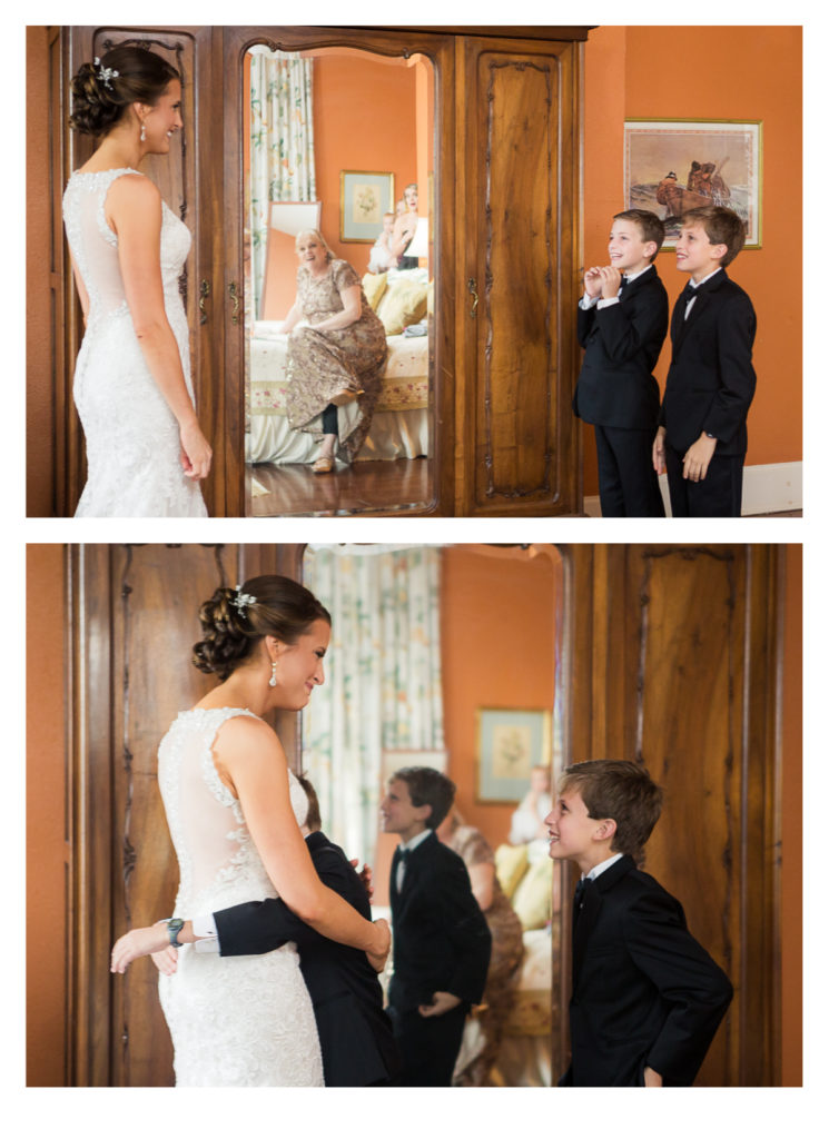 Bride's first look with her sons - Elizabeth & Hunter's Wedding at the Lasker Inn | Galveston Wedding Venue | Jessica Pledger Photography