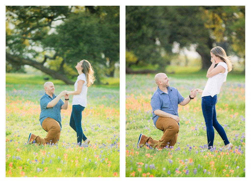 Aaron & Brooke Engagement Proposal Photos outside of Houston in wildflowers, bluebonnets, and Indian Paintbrushes - Jessica Pledger Photography