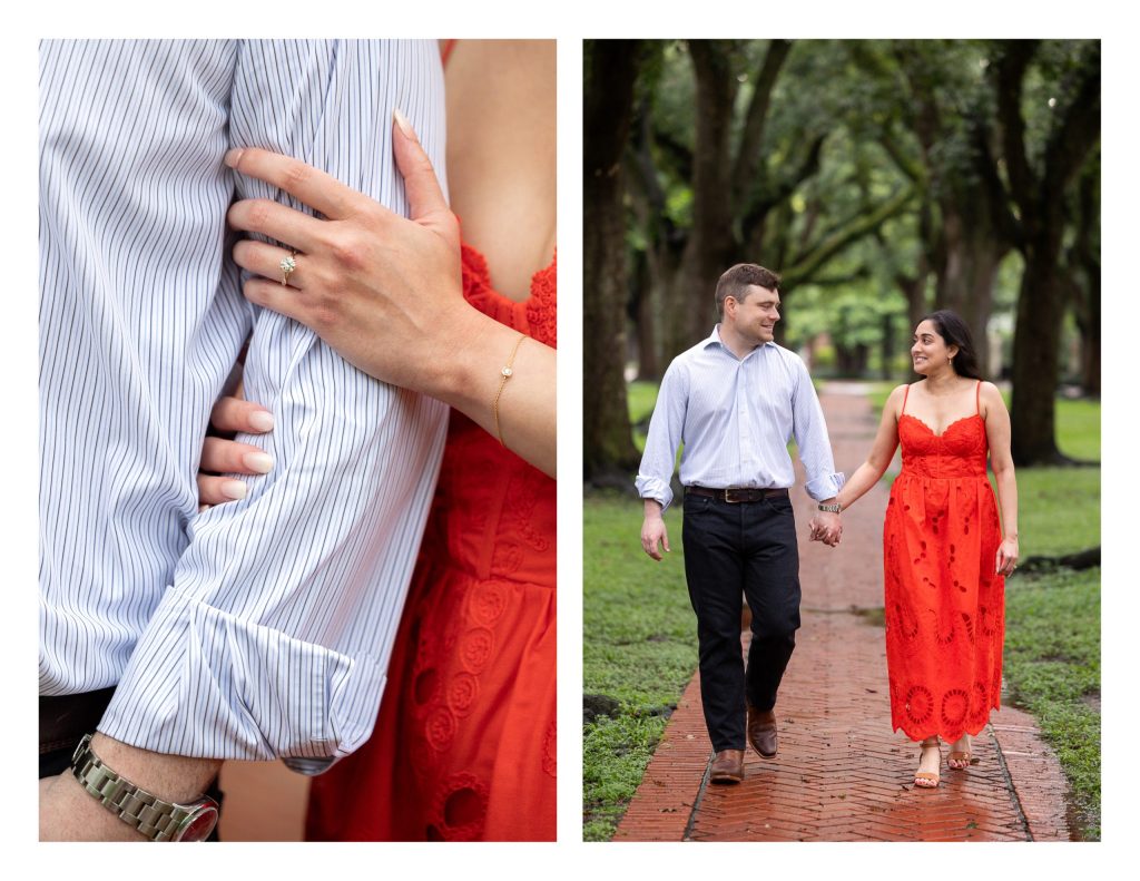 Trevor proposing to Tanvi on North Boulevard in Houston
