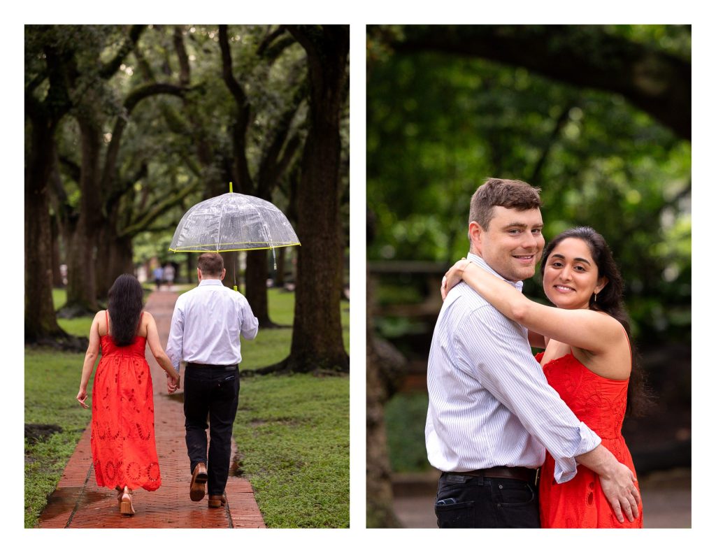 Trevor proposing to Tanvi on North Boulevard in Houston